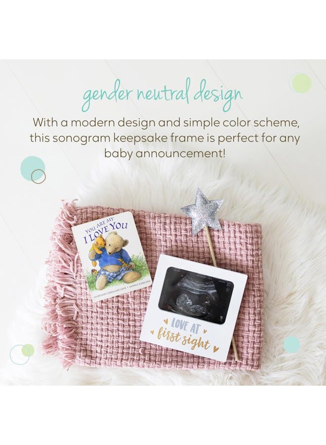 Tiny Ideas Love at First Sight Sonogram Picture Frame, Pregnancy Keepsake Photo Frame, Ultrasound Keepsake, Gender-Neutral Baby Nursery Décor, 4" x 6" Photo Insert, Gold Silver And White - Image 5