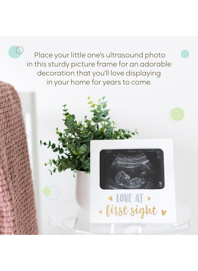 Tiny Ideas Love at First Sight Sonogram Picture Frame, Pregnancy Keepsake Photo Frame, Ultrasound Keepsake, Gender-Neutral Baby Nursery Décor, 4" x 6" Photo Insert, Gold Silver And White - Image 3