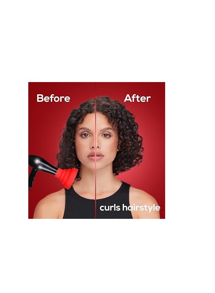 Universal hair diffuser, Silicone Folding Hairdryer Diffuser - Dries Hair Rapidly and Softly Universal attachment fits almost all hair dryers, for curly or wavy hair styling (Red) - Image 3