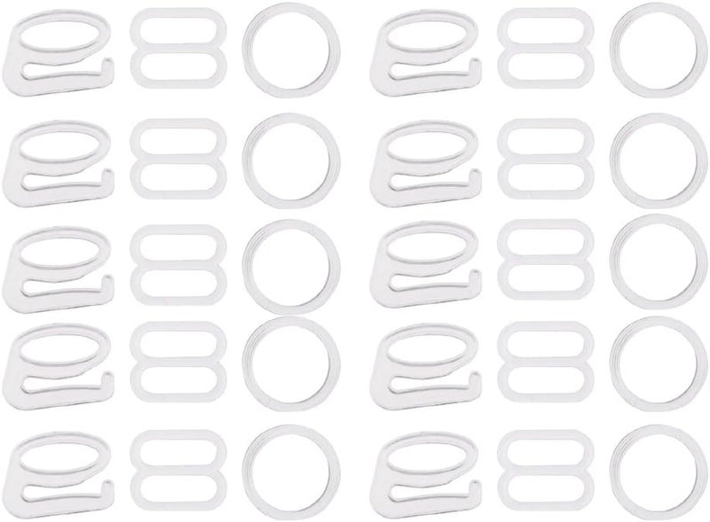 كلاراكو ١٠ قطع من مشابك تعديل أحزمة الملابس الداخلية المعدنية المطلية بالنايلون، مشابك خياطة، خطافات تثبيت للملابس الداخلية، ملابس السباحة، فساتين الزفاف، البيكيني (أبيض) - Image 3