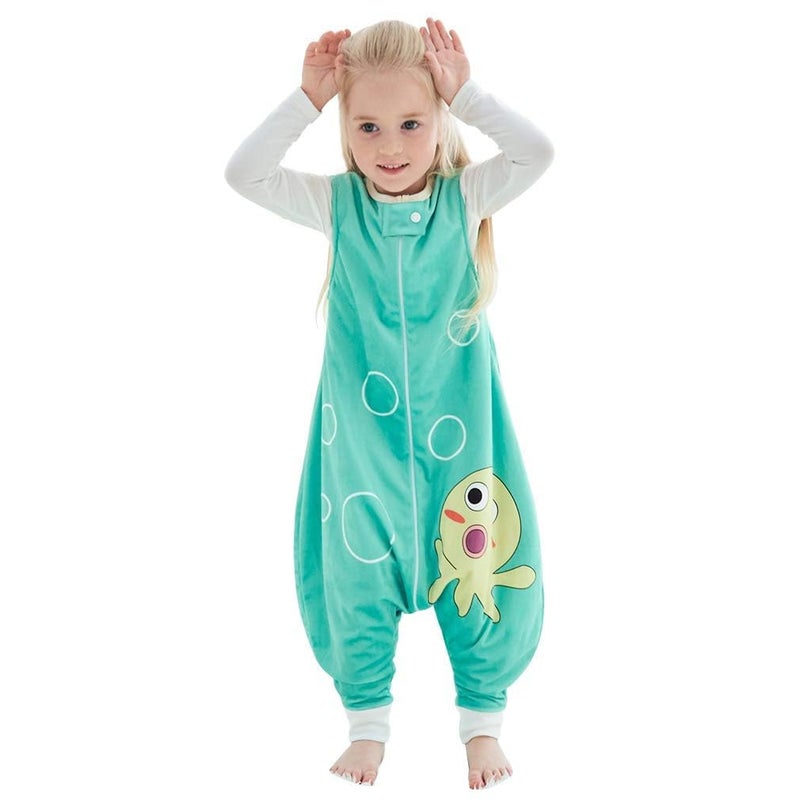 MICHLEY MICHLEY Toddler Sleeping Sack with Feet Newborn Infant Sleeveless Sleeping Bag 2way Zipper Baby Wearable Blanket for WalkersGreen Octopus56T 