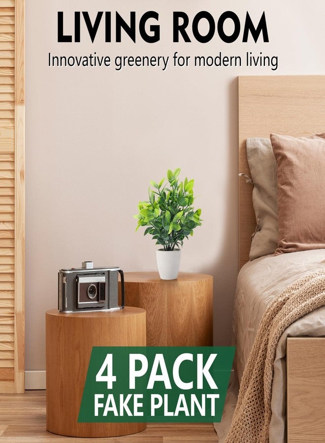 FAVOWREATH 4 Pack Fake Plants Ceramic Mini Artificial Greenery Potted Plants for Home Decor Office Decor Room Decor Farmhouse Decor Indoor Table Bathroom Decor - Image 5