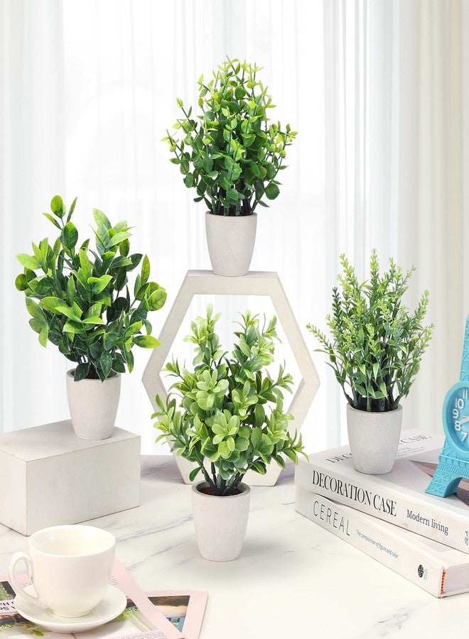 FAVOWREATH 4 Pack Fake Plants Ceramic Mini Artificial Greenery Potted Plants for Home Decor Office Decor Room Decor Farmhouse Decor Indoor Table Bathroom Decor - Image 2
