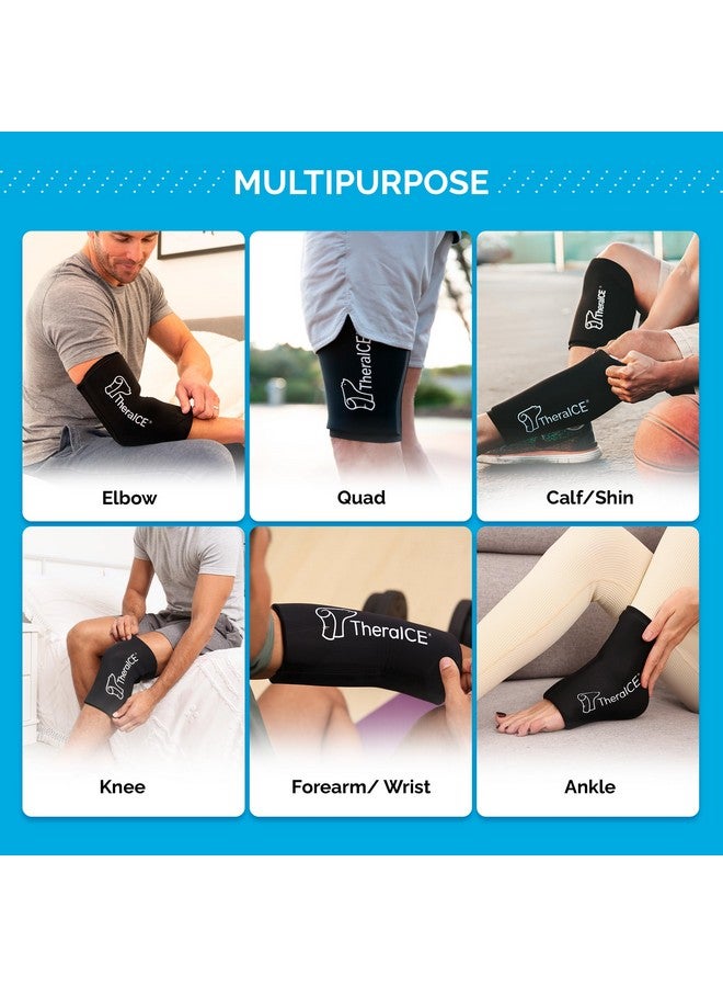 TheraICE TheraICE Rx Elbow & Knee Ice Pack for Injuries Compression Sleeve, Reusable Gel Cold Pack for Knee, Elbow, Ankle, Calf - Flexible Cold Wrap Recovery for Meniscus, ACL, MCL, Pain Relief (S)  - Image 2