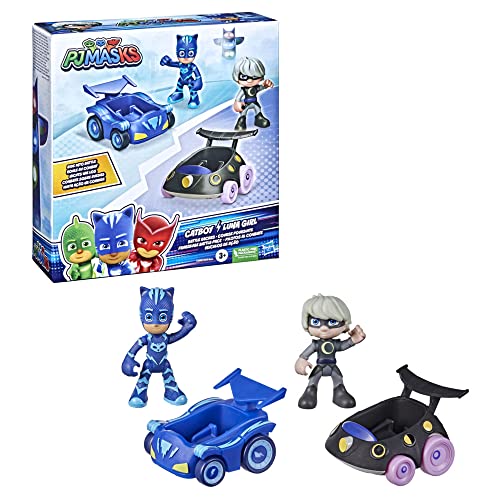 PJMASKS PJ Masks Catboy vs Luna Girl Battle Racers Preschool Toy Vehicle and Action Figure Set for Kids Ages 3 and Up - Image 1