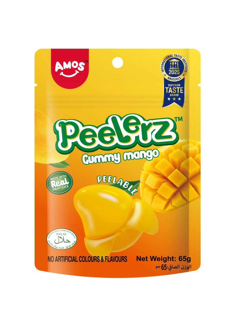Amos Peelerz Mango Fruity Snack Gummy Peelable Chewy Halal Candy for Kids And Adults 65g - Image 1
