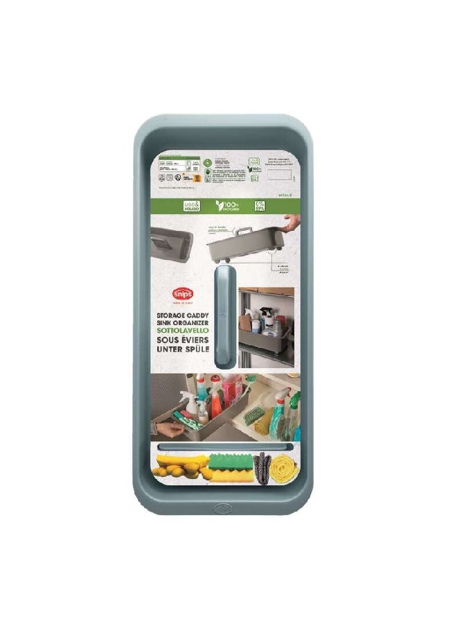 Snips Polypropylene Rectangular Durable Sink Organizer Storage Caddy Sky Grey 13 x 21 x 45 cm 079201 - Image 3