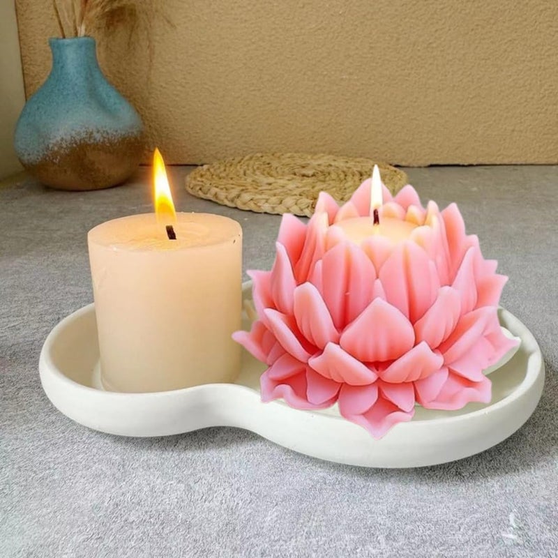 LEGACYCART LEGACYCART Lotus Flower Silicone Candle Mould for Making Scented Candle Wax Waxmelts Aromatherapy Chocolate Candy Cake Decoration Cupcake Handmade Soap Making Resin Crafts Floral Home Decor Party Gifts Molds  - Image 4
