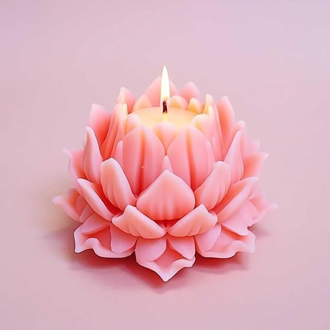 LEGACYCART LEGACYCART Lotus Flower Silicone Candle Mould for Making Scented Candle Wax Waxmelts Aromatherapy Chocolate Candy Cake Decoration Cupcake Handmade Soap Making Resin Crafts Floral Home Decor Party Gifts Molds  - Image 5