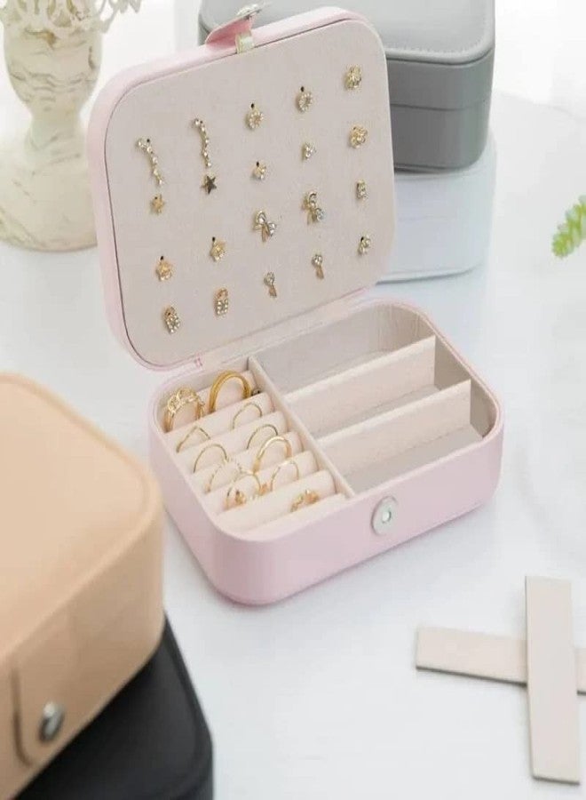 Overa Jewellery Box Organiser, Small Travel Leather Jewelry Storage Case for Rings Earrings Necklace Bracelets Faux Leather Jewelry Gift Box for Girls Women Mother(Pink) - Image 5