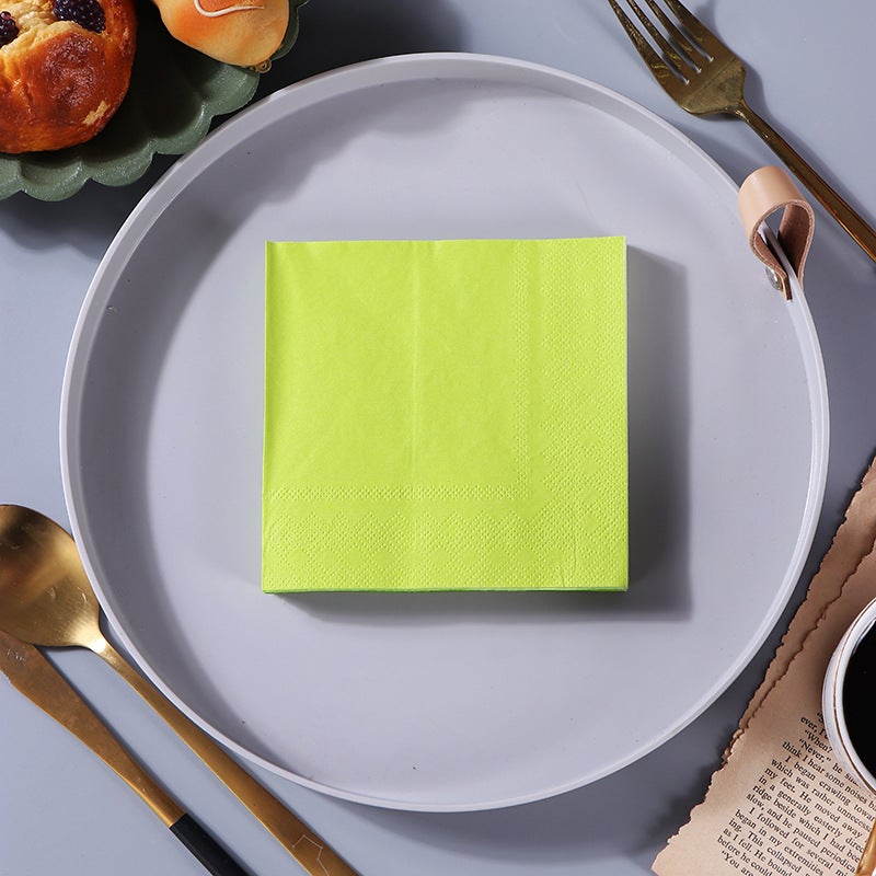 Spot 25Cm * 25Cm Monochrome Plain Color Double Layer Printing Paper Towel Printing Napkin Creative Paper Towel Facial Tissue - Image 1