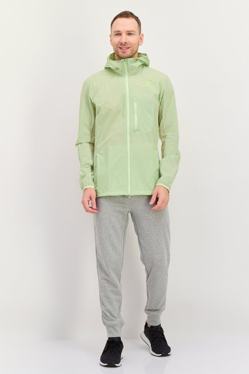 Adidas Men Sportswear Fit Brand Logo Outdoor Jacket, Mint Green - Image 2