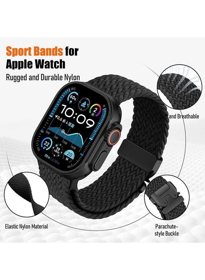 Apple Watch Series 10 Braided Replacement Band,Braided Solo Loop for Apple Watch Straps 40mm 44mm 46mm 42mm 49mm 45mm 41mm 38mm ,Parachute Buckle Stretchy Elastic Nylon Sport Strap Wristband for iWatch Bands Series 10 9 8 7 6 5 4 3 SE/2 - Image 3