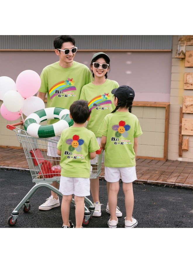 We Are Together Parent-child Activity Class Uniforms Summer Cotton Short-sleeve Tops Kindergarten Children's Group Performance Outfits