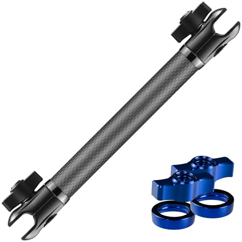 Tackform 10 Long 20mm Ball and Socket Arm DuraLock 20 Series Carbon Fiber Arm Dual 20mm Sockets with Optional AntiTheft Knobs Black with Blue Billet Accent Kit - Image 1