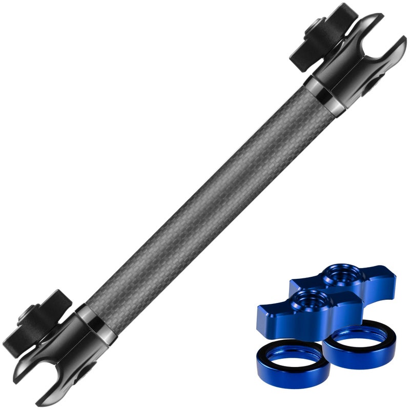 Tackform 10 Long 20mm Ball and Socket Arm DuraLock 20 Series Carbon Fiber Arm Dual 20mm Sockets with Optional AntiTheft Knobs Black with Blue Billet Accent Kit - Image 2