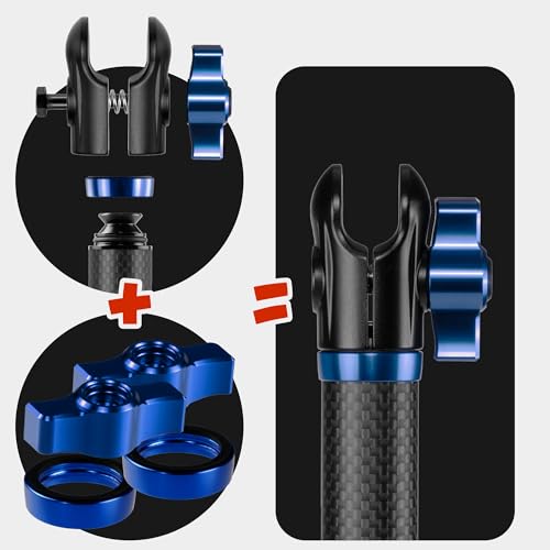 Tackform 10 Long 20mm Ball and Socket Arm DuraLock 20 Series Carbon Fiber Arm Dual 20mm Sockets with Optional AntiTheft Knobs Black with Blue Billet Accent Kit - Image 3