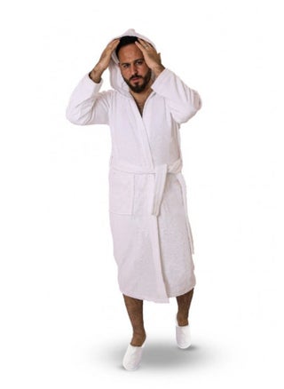 A white bathrobe made of soft cotton with a pocket, a waist belt and a distinctive slipper with an elegant design and multiple sizes - pzsku/Z78C1523C38646CEA5B5CZ/45/_/1670080008/5bef4b55-13d2-4a8c-b4d9-d5d493d9eeeb