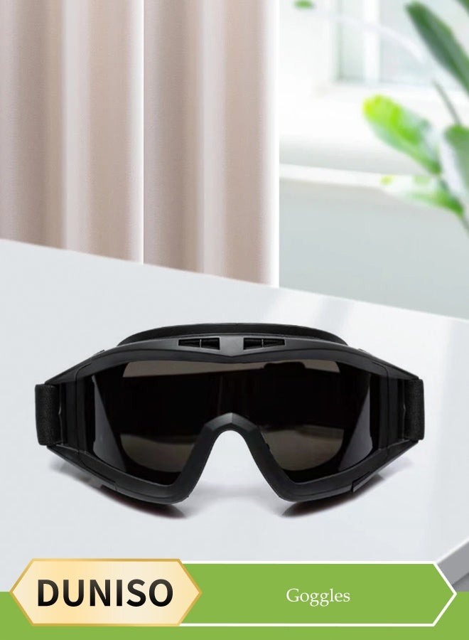 DUNISO Safety Goggles,UV resistant glasses, adjustable, suitable for mountaineering, cycling, wilderness, black - Image 1
