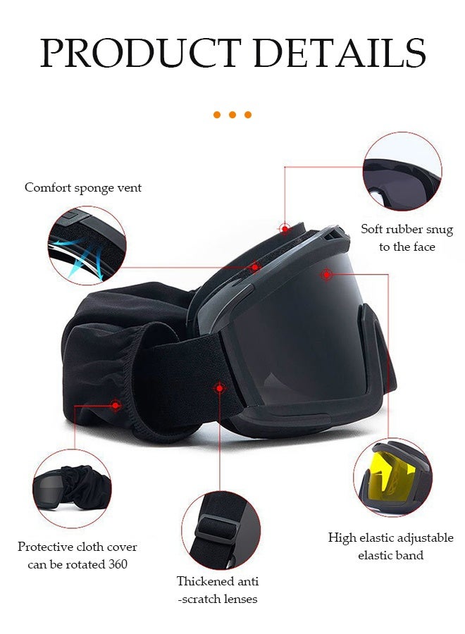 DUNISO Safety Goggles,UV resistant glasses, adjustable, suitable for mountaineering, cycling, wilderness, black - Image 4