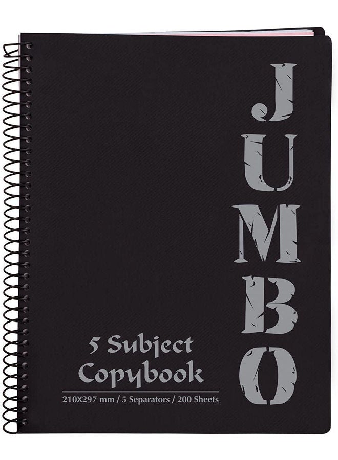 Mintra - Jumbo Notebook A4 Size, Lined Ruling 200 Sheets, Black