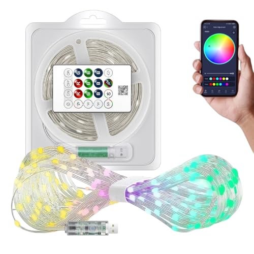 Nisco Smart Fairy Lights Plug-in, 10 Mtr 100 LED String Lights with USB & Bluetooth, RGB Color Changing Light with Remote & App Control for Diwali Lights, Christmas Decoration, Outdoor & Indoor Decor - Image 1