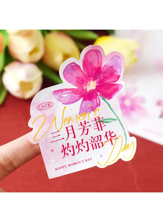 Goddess Festival Happy Gift Packaging Sticker Advanced Sense Decoration Arrangement Pink Love Flower Special-shaped Adhesive Sticker-Colour:Rose Name Stickers 24 Pieces  - Image 4