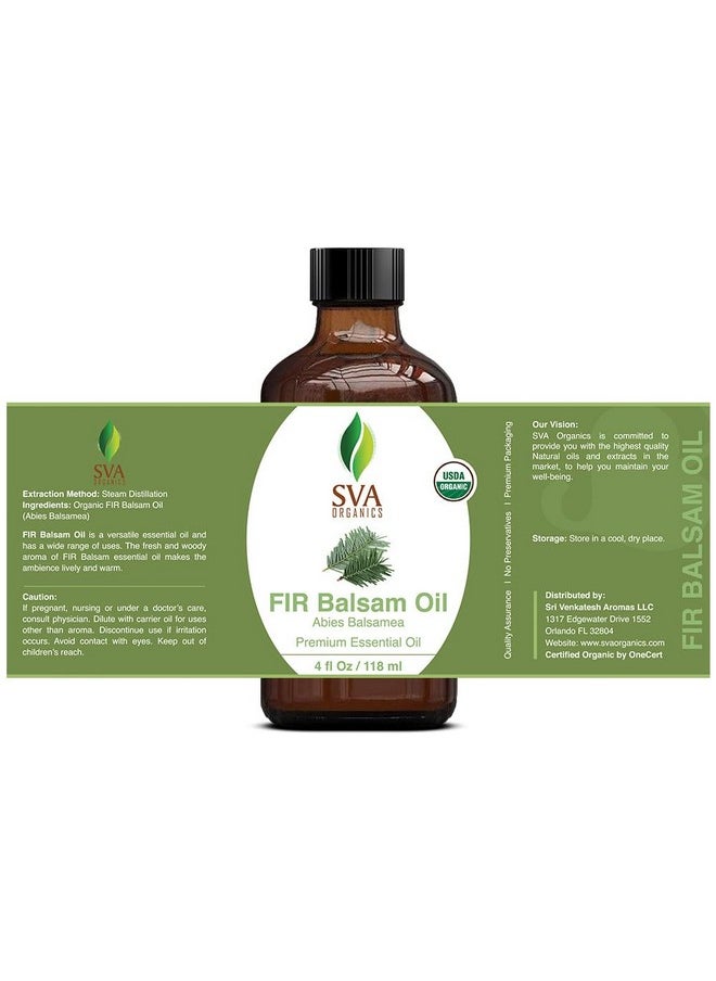 أس في أه أورجانيكس - زيت التنوب العطري العضوي من Sva Fir Balsam - 4 أونصة سائلة - زيت التنوب العضوي الطبيعي بنسبة 100% - للاستخدام مع موزع الروائح والعناية بالشعر والوجه والعناية بالبشرة والعلاج بالروائح وتدليك فروة الرأس والجسم وصنع الصابون والشموع - مع قطارة - Image 1