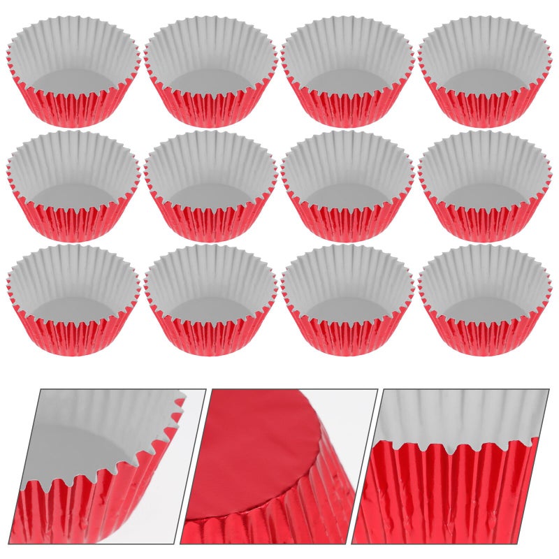 Red Foil Cupcake Liners 100pcs Thickened Food Grade Muffin Baking Cups - Image 3