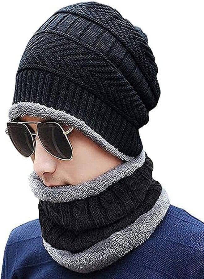 Samtrish Winter scarf and cap winter protection Thick Skull Cap for Men Women Neck Warmer Scarf Set & Velvet Free Size (multi-colour) - Image 1