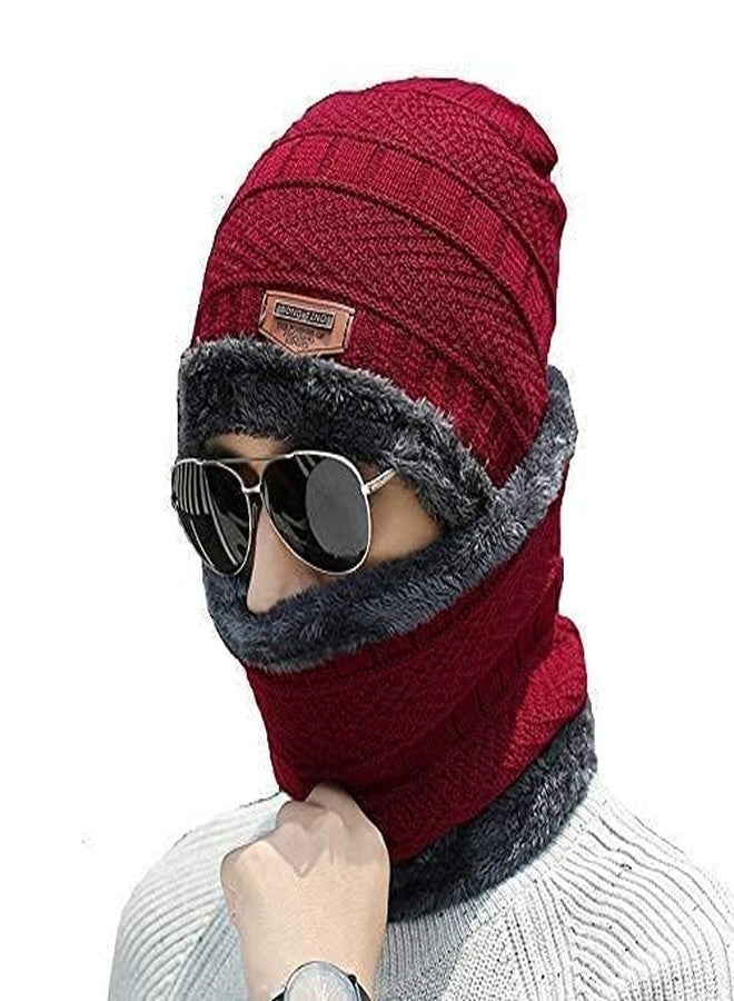 Samtrish Winter scarf and cap winter protection Thick Skull Cap for Men Women Neck Warmer Scarf Set & Velvet Free Size (multi-colour) - Image 4