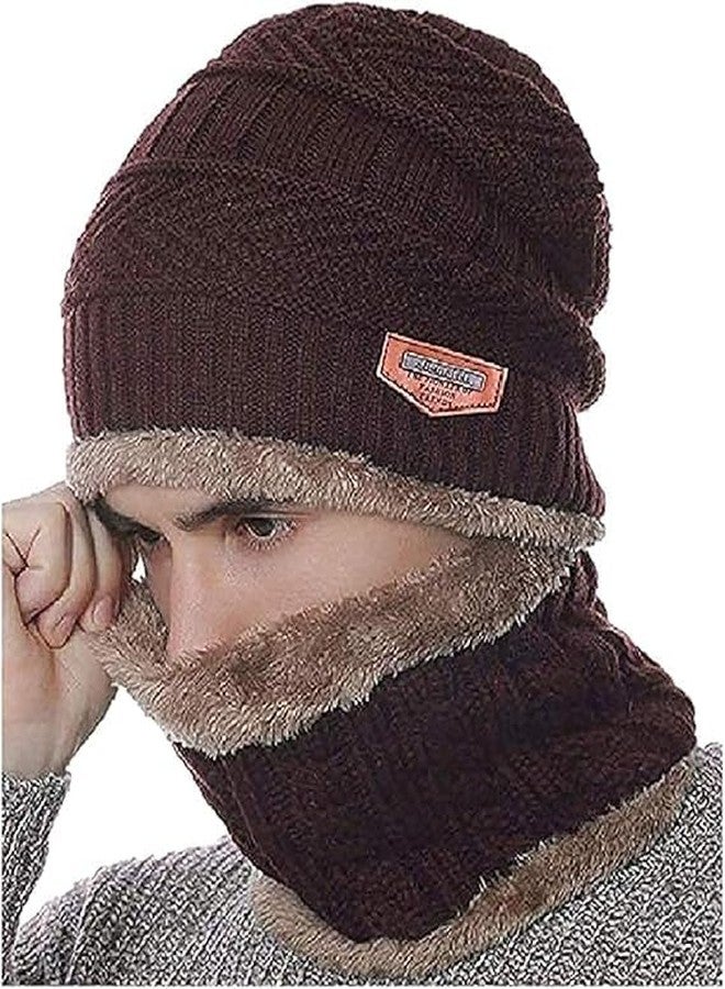 Samtrish Winter scarf and cap winter protection Thick Skull Cap for Men Women Neck Warmer Scarf Set & Velvet Free Size (multi-colour) - Image 5