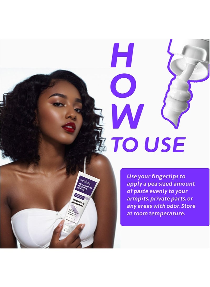 SAUVASINE Whole Body Deodorant Cream for Underarms,Skin Folds and Private Parts Deodorant,Antibacterial Deodorizing,Aluminum-Free,Talc Free and Designed For Sensitive Skin,Provides Lasting Freshness,Keep skin Dry - 2.705 fl.oz - Image 4