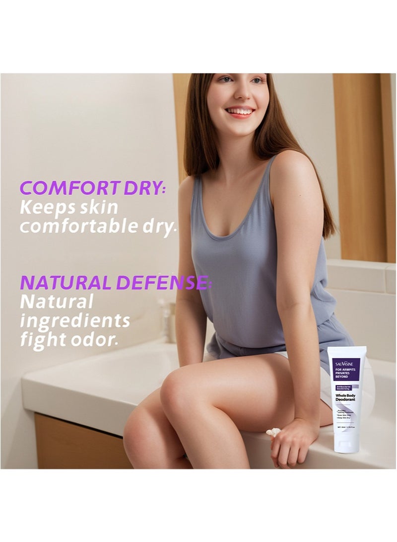 SAUVASINE Whole Body Deodorant Cream for Underarms,Skin Folds and Private Parts Deodorant,Antibacterial Deodorizing,Aluminum-Free,Talc Free and Designed For Sensitive Skin,Provides Lasting Freshness,Keep skin Dry - 2.705 fl.oz - Image 5