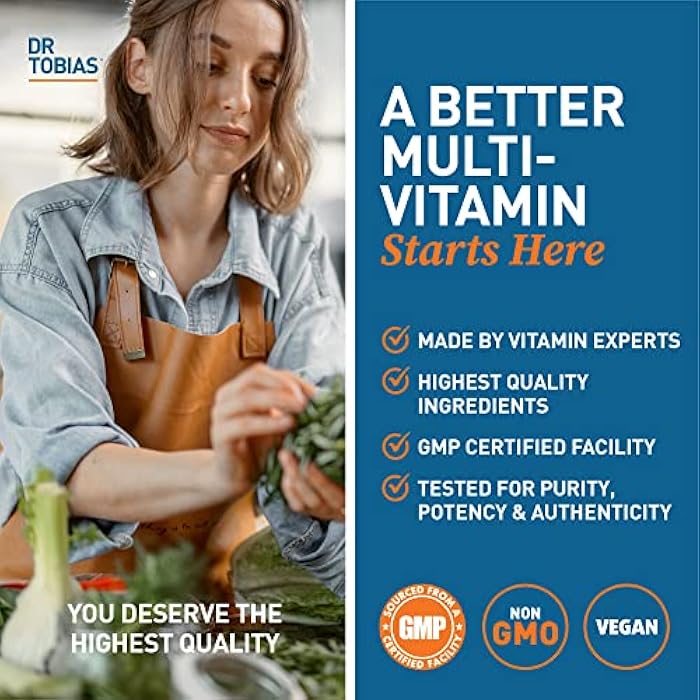 Dr. Tobias Adult Multivitamin for Women & Men, Immune Supporting Vitamins from 42 Fruits, Vegetables, Plus Probiotics, Vegan Multivitamins for Men & Women, Non-GMO, 90 Tablets, 30 Servings - Image 5