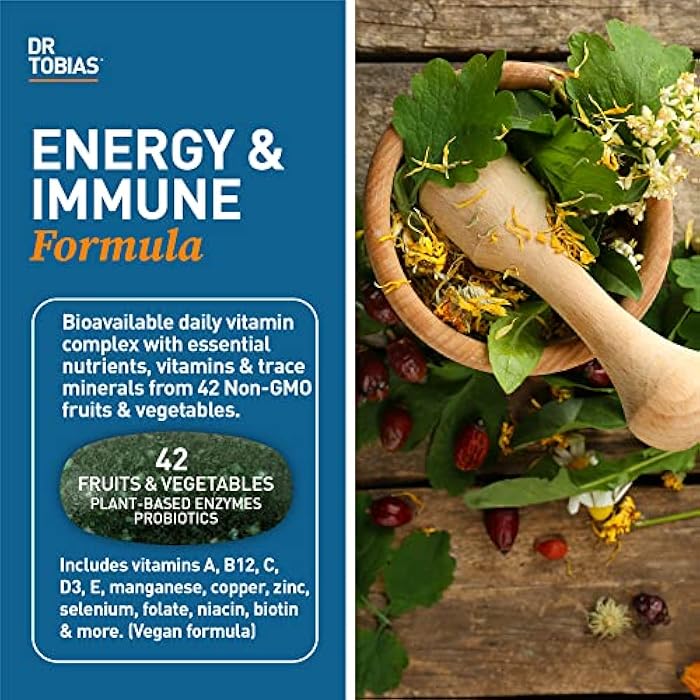 Dr. Tobias Adult Multivitamin for Women & Men, Immune Supporting Vitamins from 42 Fruits, Vegetables, Plus Probiotics, Vegan Multivitamins for Men & Women, Non-GMO, 90 Tablets, 30 Servings - Image 2