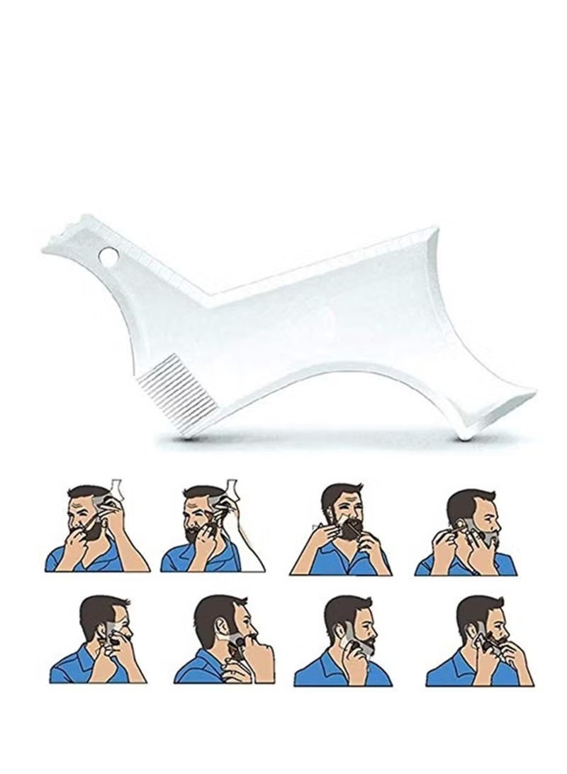 Shaving Template Beard Shaping Tool Transparent Styling Comb Templates for Goatee Mustache Sideburns Jaw Cheek Neck Line Symmetric Curve Step Cut Trimmer Barber Supplies Set Stencil - Image 3