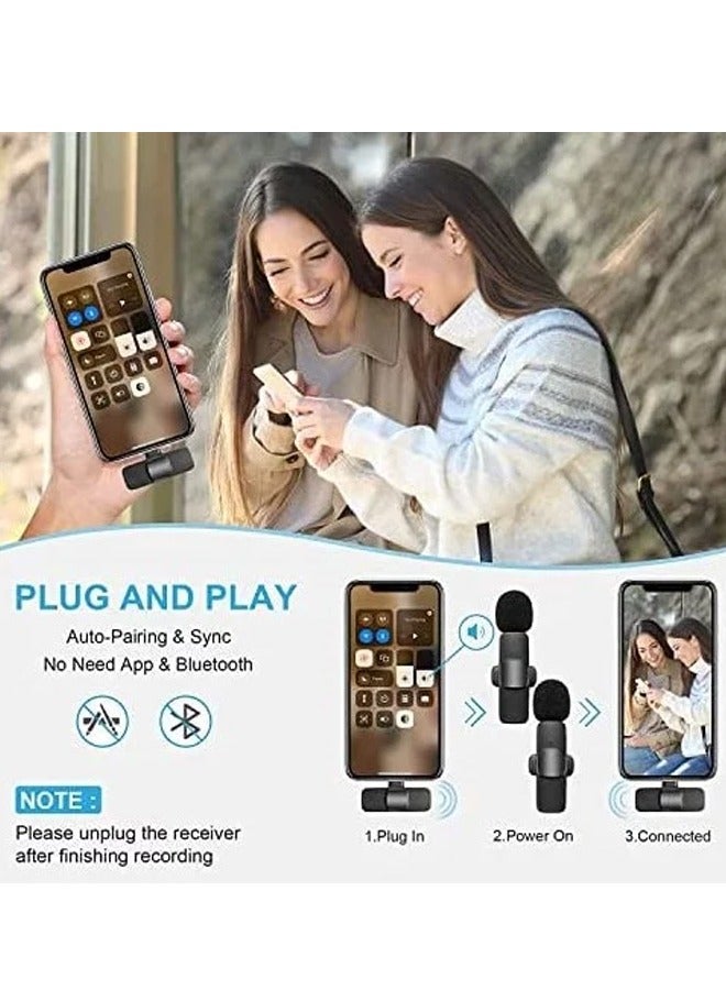K8 Wireless Lavalier Microphone For Type-C Phone Plug-Play Wireless Mic For USB-C Android Phone Video Recording, Interview, Vlog, Auto Sync And Noise Reduction Black  - Image 3