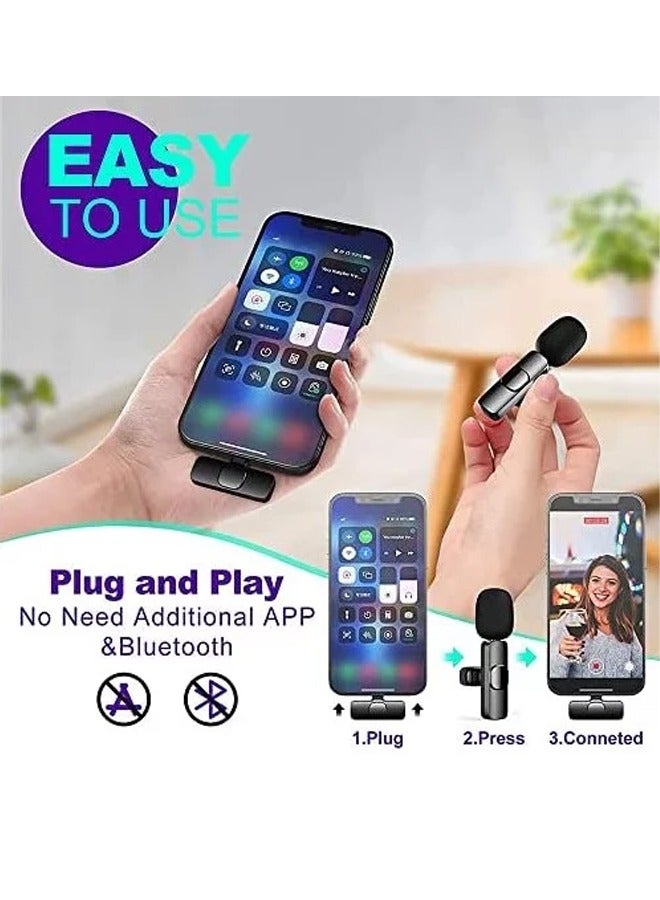 K8 Wireless Lavalier Microphone For Type-C Phone Plug-Play Wireless Mic For USB-C Android Phone Video Recording, Interview, Vlog, Auto Sync And Noise Reduction Black  - Image 4