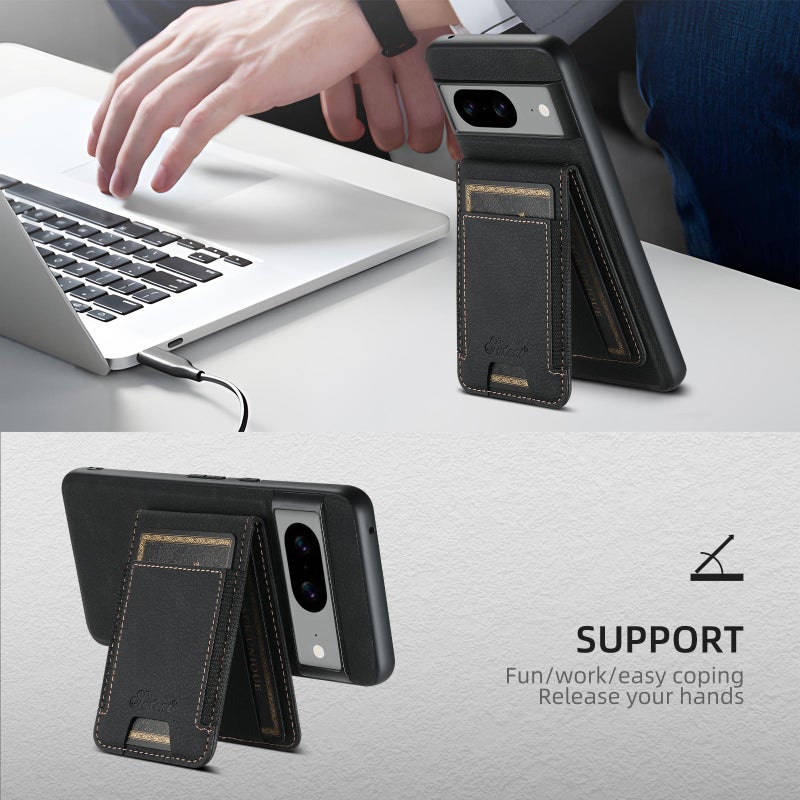 Suteni For Google Pixel 7 H17 Litchi Texture Leather Magnetic Detachable Wallet Phone Case(Black) - Image 4