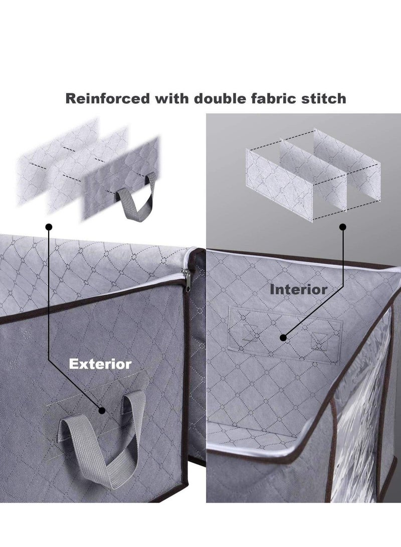 HOMESTAR 3-Piece Large Capacity Foldable Clothes Storage Bag Organizer with Reinforced Handle Thick Fabric non-woven moving and dust-proof moisture-proof 90L - Image 5