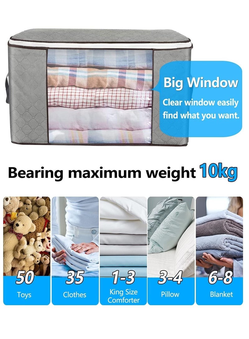 HOMESTAR 3-Piece Large Capacity Foldable Clothes Storage Bag Organizer with Reinforced Handle Thick Fabric non-woven moving and dust-proof moisture-proof 90L - Image 2