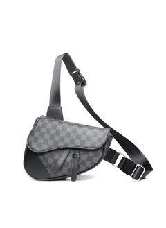 Skycare Skycare PU Leather Saddle Bag with Plaid Pattern, Crossbody Pack for Women Men Fashionable Belt Bag Travel Bags for All Outdoor & Indoor Activities  - Image 1