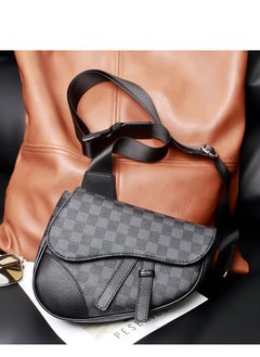 Skycare Skycare PU Leather Saddle Bag with Plaid Pattern, Crossbody Pack for Women Men Fashionable Belt Bag Travel Bags for All Outdoor & Indoor Activities  - Image 2