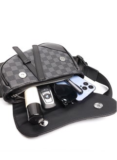 Skycare Skycare PU Leather Saddle Bag with Plaid Pattern, Crossbody Pack for Women Men Fashionable Belt Bag Travel Bags for All Outdoor & Indoor Activities  - Image 3