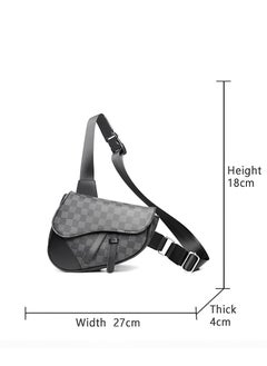 Skycare Skycare PU Leather Saddle Bag with Plaid Pattern, Crossbody Pack for Women Men Fashionable Belt Bag Travel Bags for All Outdoor & Indoor Activities  - Image 4