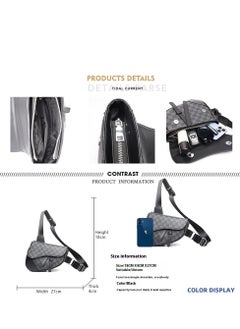 Skycare Skycare PU Leather Saddle Bag with Plaid Pattern, Crossbody Pack for Women Men Fashionable Belt Bag Travel Bags for All Outdoor & Indoor Activities  - Image 5