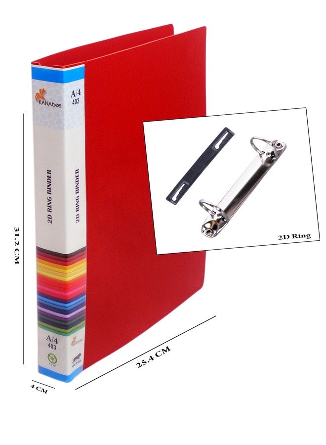 KANABEE 2D Ring Binder Plastic Box File -A4 Size | File for Certificates and Documents | Office documents and Certificate Plastic File | Ring Files for Documents-Red (Pack of 12) - Image 3