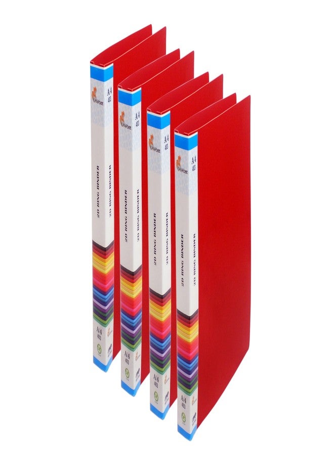 KANABEE 2D Ring Binder Plastic Box File -A4 Size | File for Certificates and Documents | Office documents and Certificate Plastic File | Ring Files for Documents-Red (Pack of 12) - Image 4