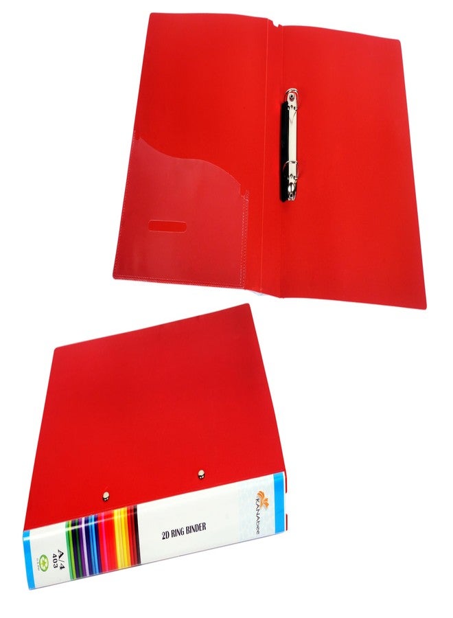 KANABEE 2D Ring Binder Plastic Box File -A4 Size | File for Certificates and Documents | Office documents and Certificate Plastic File | Ring Files for Documents-Red (Pack of 12) - Image 2
